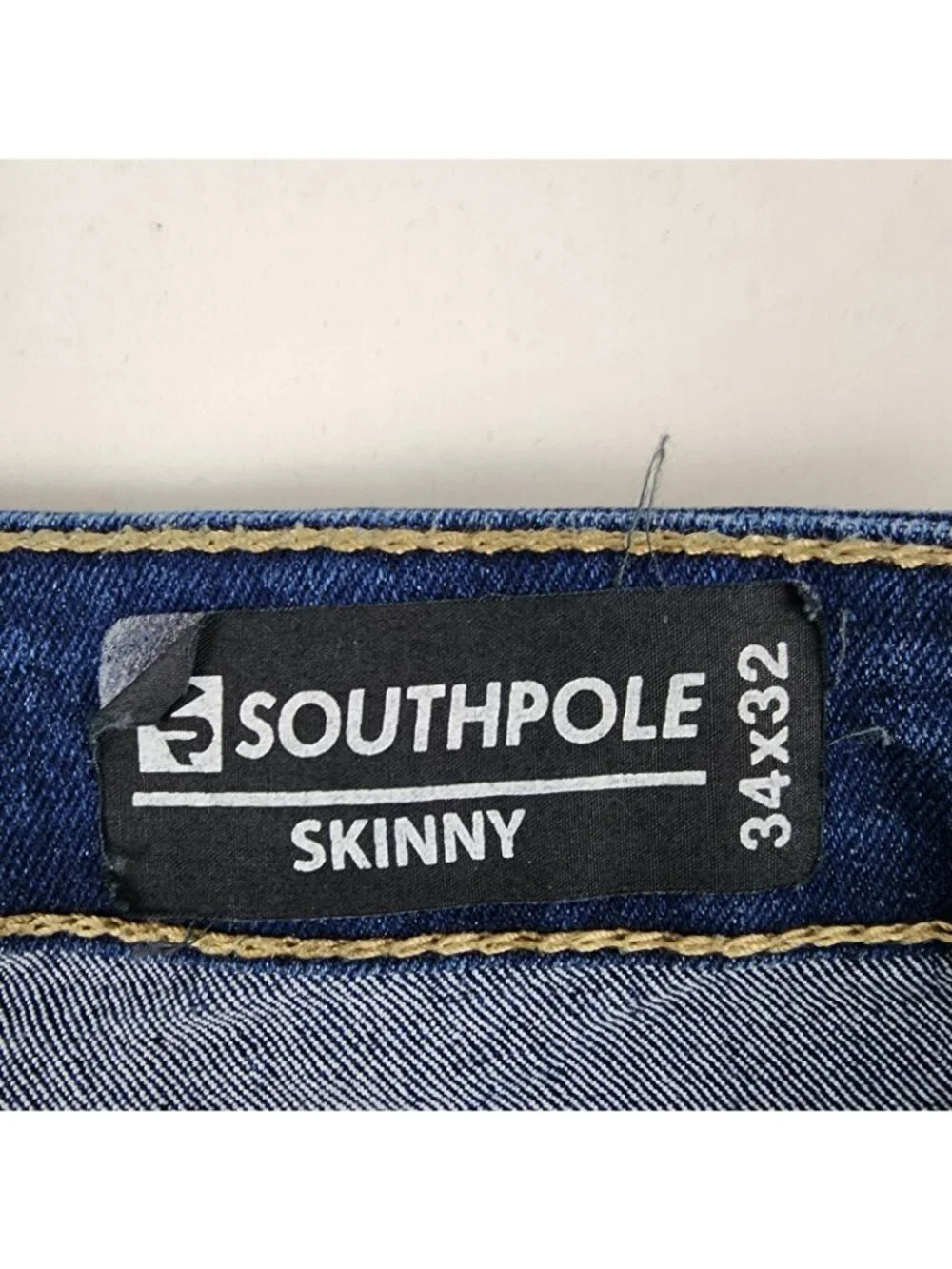 Southpole Jeans Mens 34x32 Blue Stacked Skinny Leg Distressed Denim